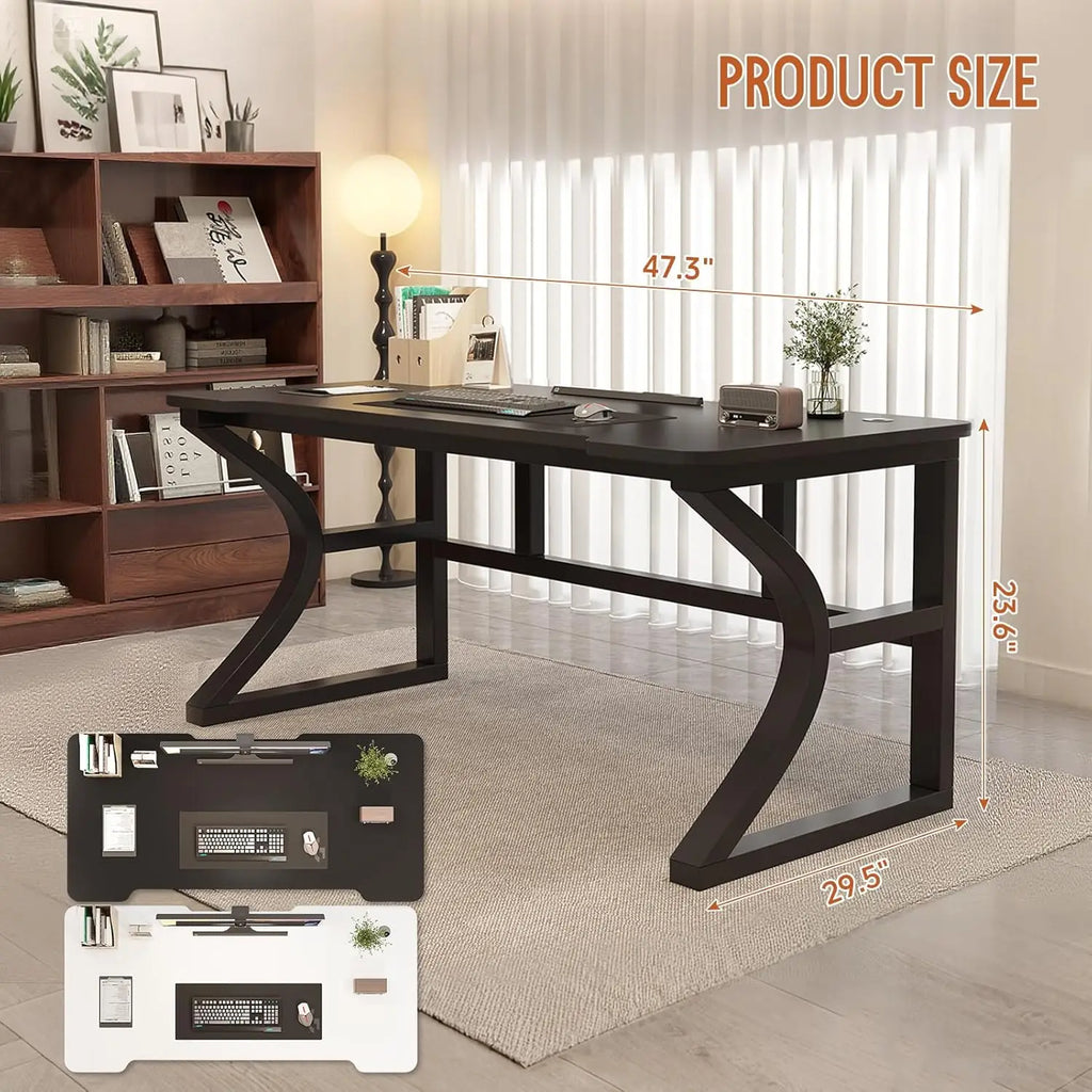 Computer Desk Home Office  Small Desk for Study Work Table with USB Charging Ports