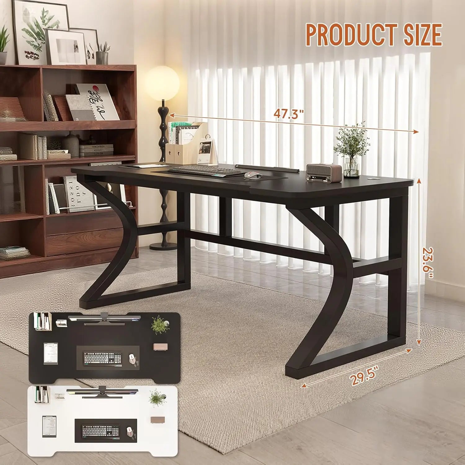 Computer Desk Home Office  Small Desk for Study Work Table with USB Charging Ports