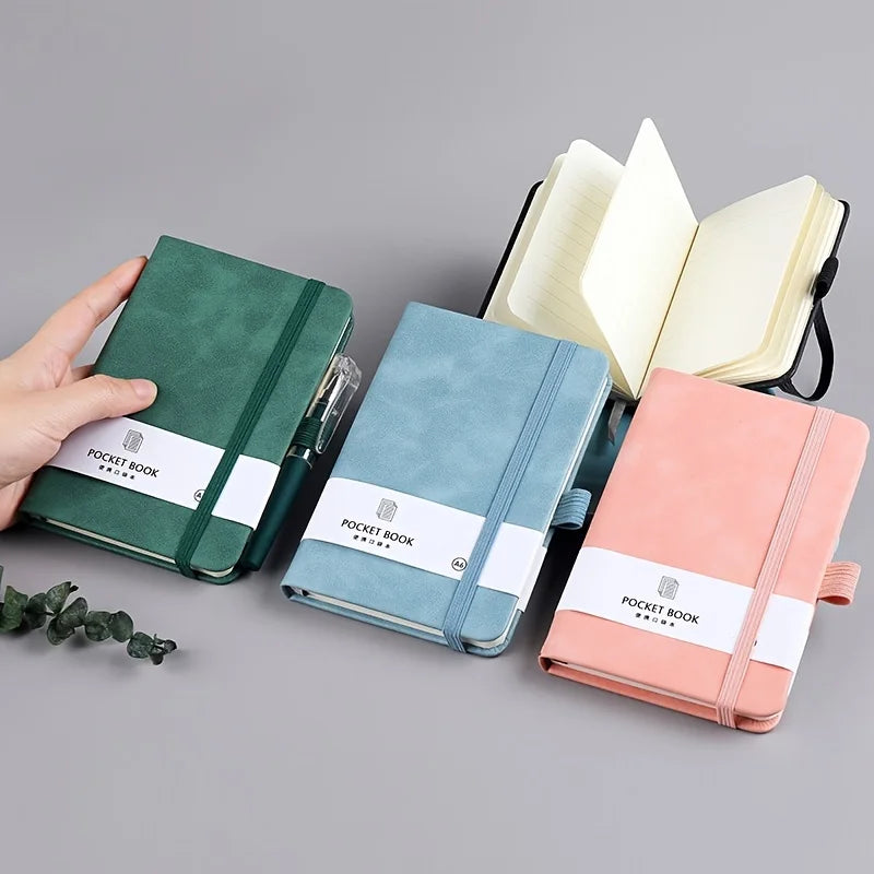 A7 Mini Ruled Notebook with Pen Holder, Office Notepad, Notebook, Memo,