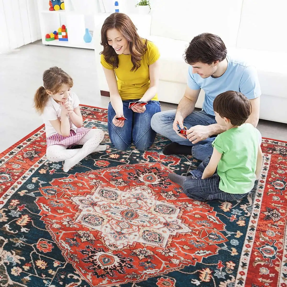 Vintage Bohemian Area Rug for Living Room, Rug Bedroom Indoor Print Carpet Large Size Kitchen Mat