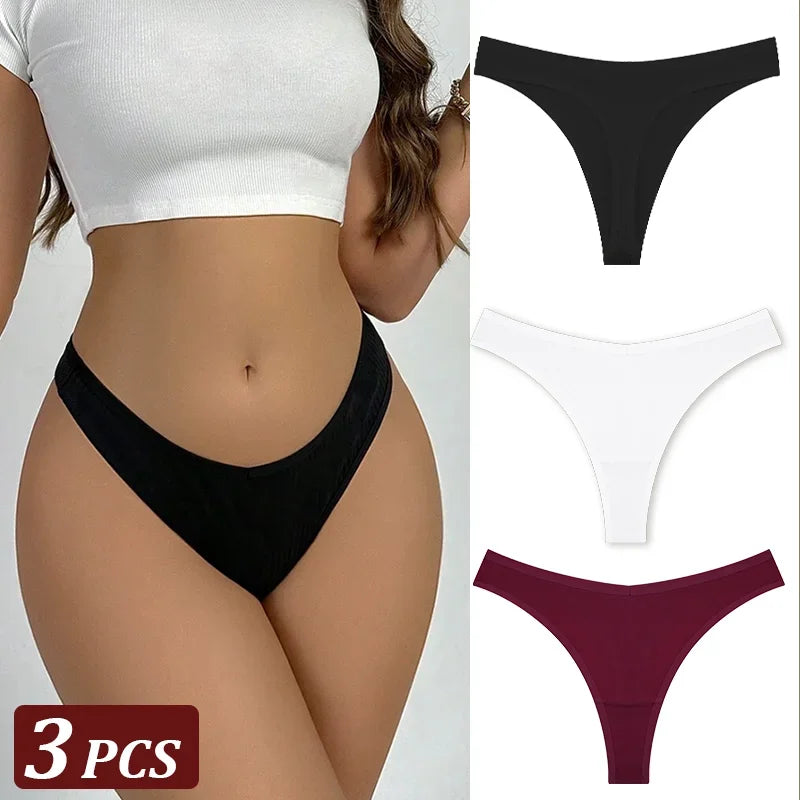 3Pcs/Set Seamless Thong Cotton Women High Flexibility Panty Sexy Underwear