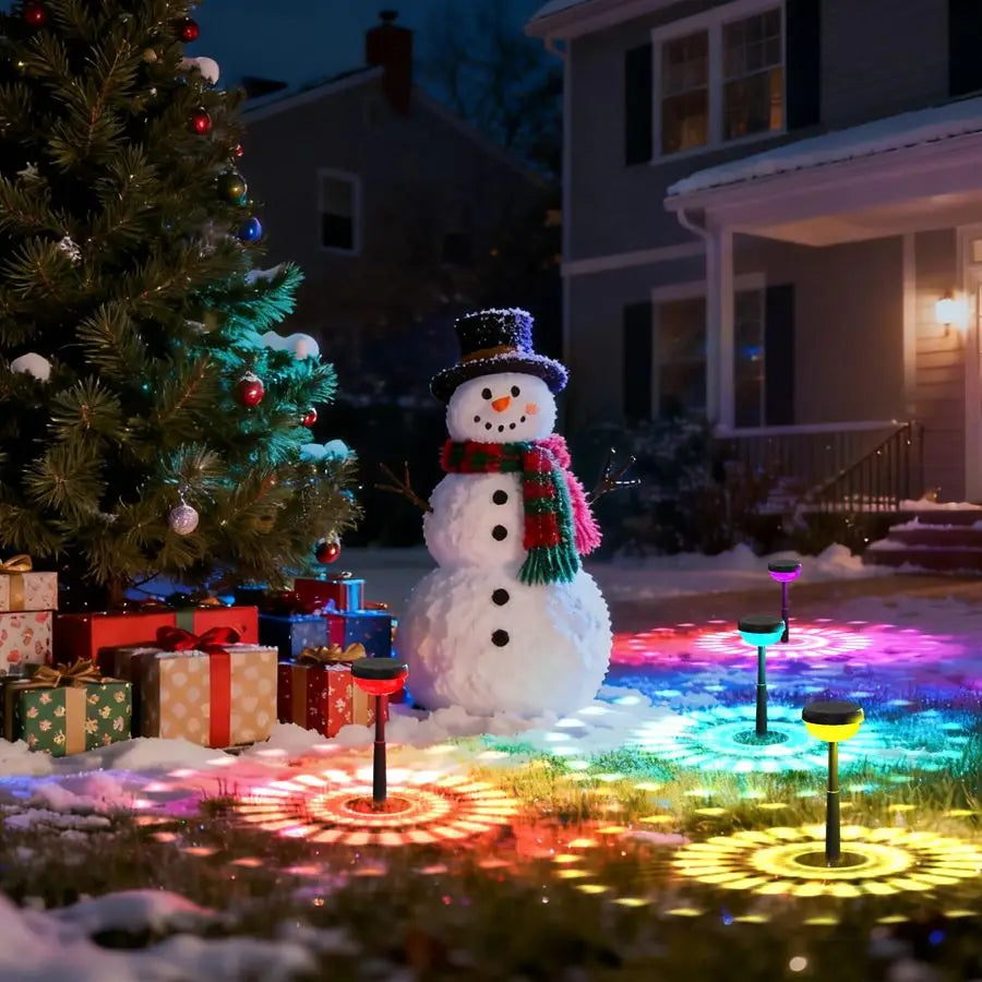 Color Changing Solar Lights Outdoor, Auto ON Off 3000K White Light amp RGB LED Solar Garden Lights,