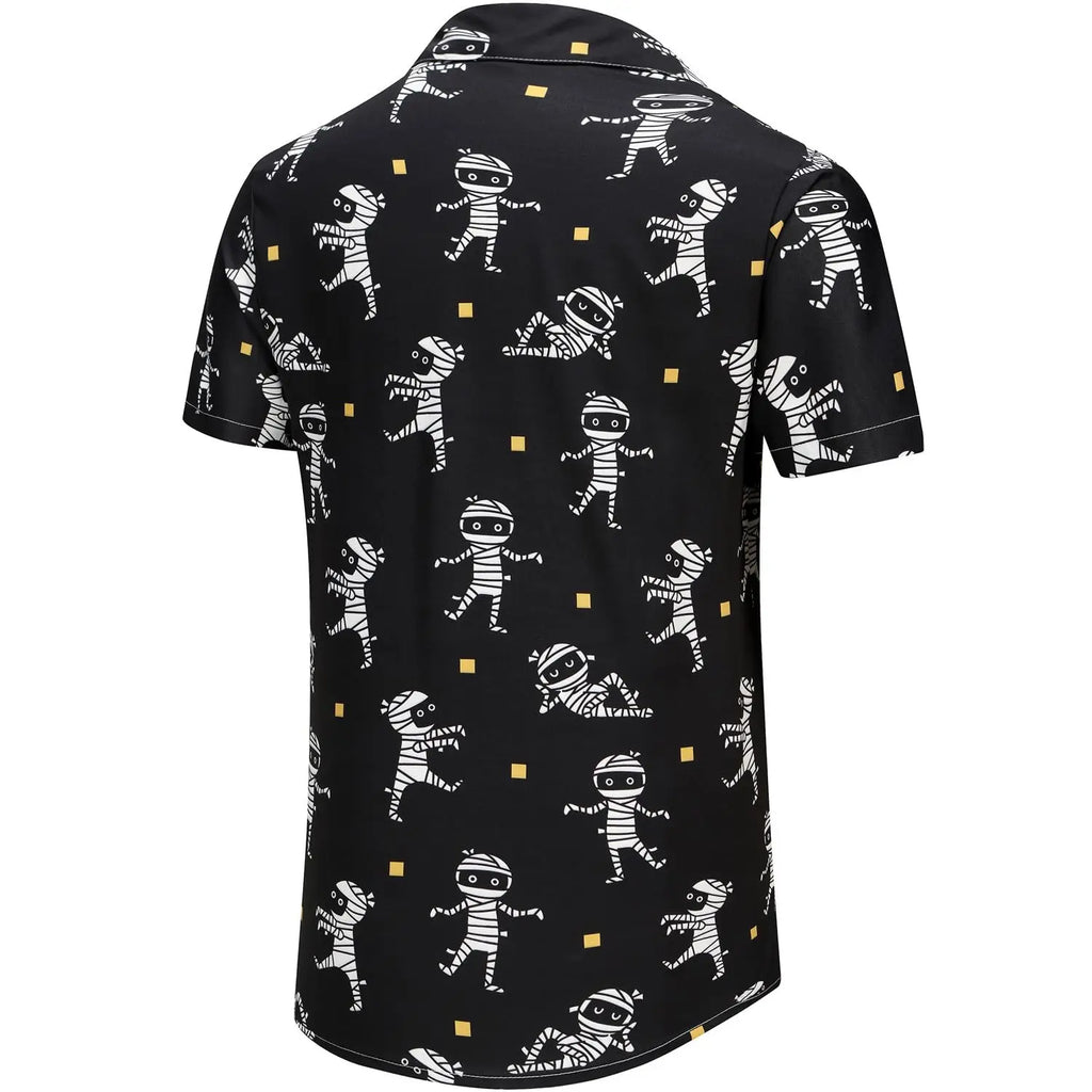 KYKU Funky Halloween Hawaiian Shirt for Men Palm Beach Shirts Tropical Vacation Shirts