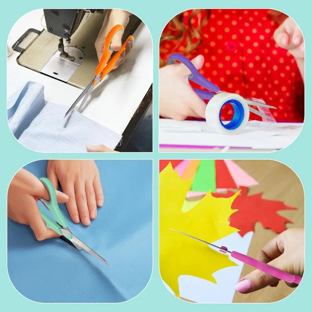 All Purpose 6 Pack - Comfort-Grip Sharp Scissors for Office School Sewing Fabric Craft Art Supplies