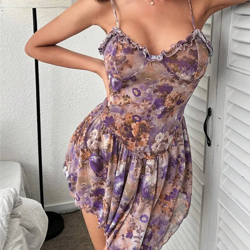 Ordinary nightgown Strap tight and comfortable high-end pure floral dress  Sleepwear for sleeping Pajamas