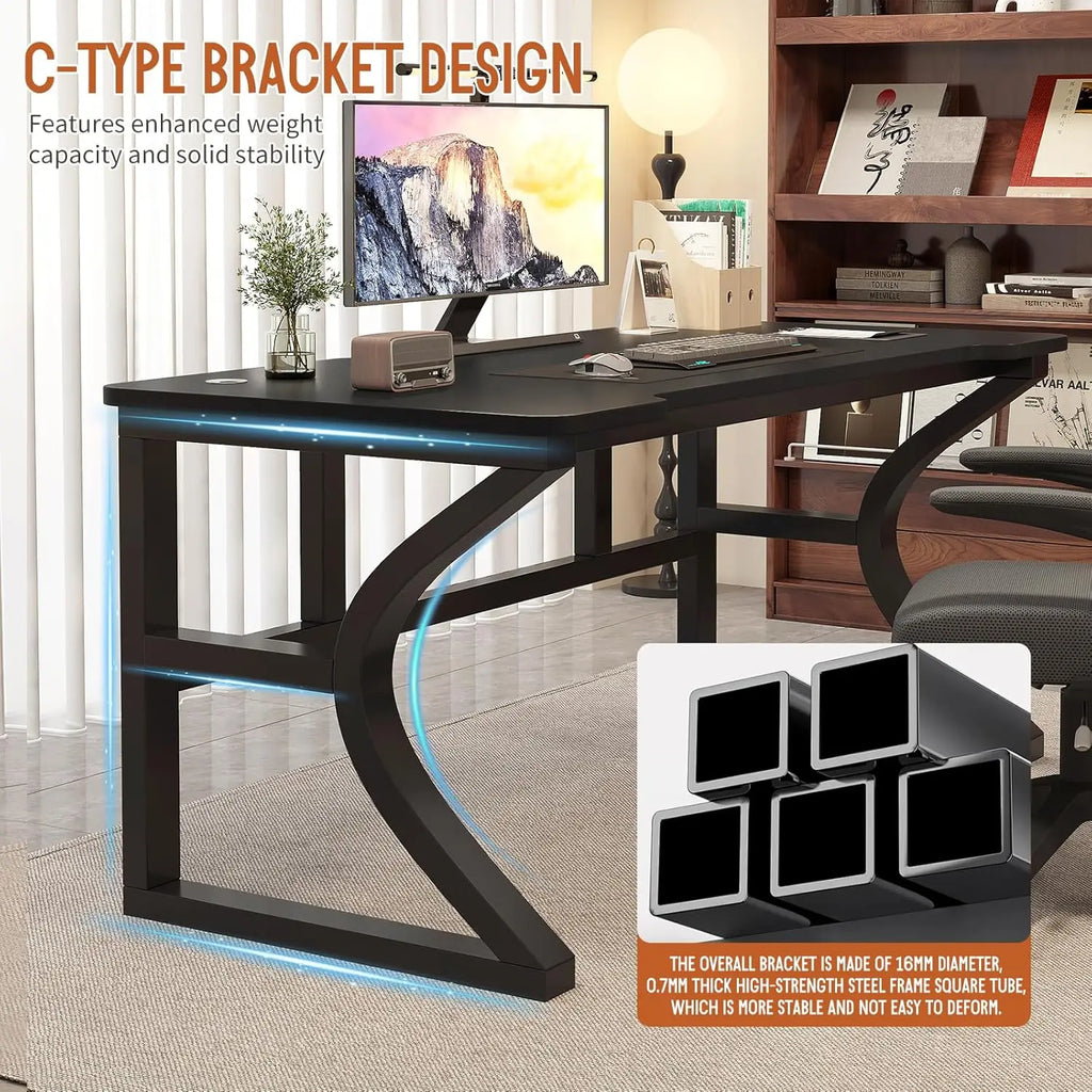 Computer Desk Home Office  Small Desk for Study Work Table with USB Charging Ports