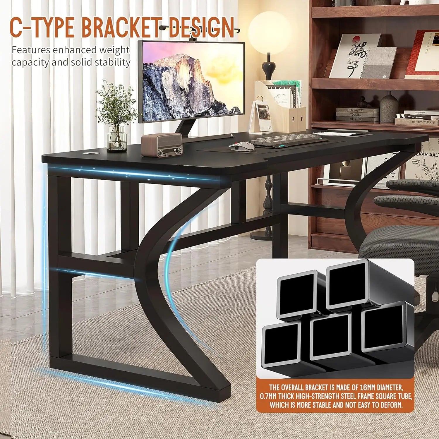 Computer Desk Home Office  Small Desk for Study Work Table with USB Charging Ports