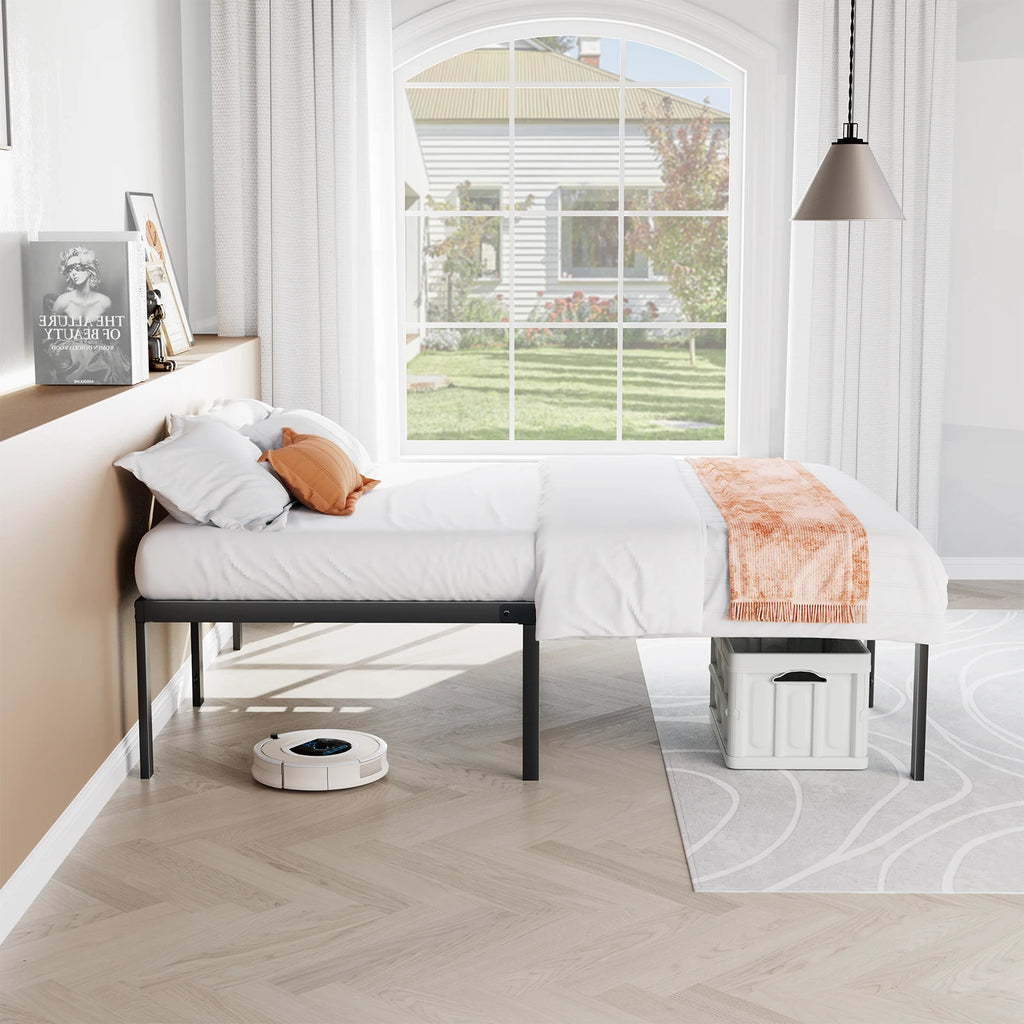 JHK Basic Twin Full Queen King Size Bed Frame Metal Platform  with Storage Space Sturdy