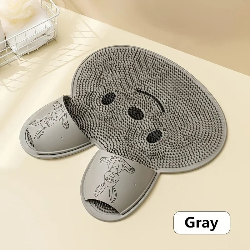 1pc，Rabbit Bathroom Shower Anti Slip Mat, Circular Massage Foot Mat,