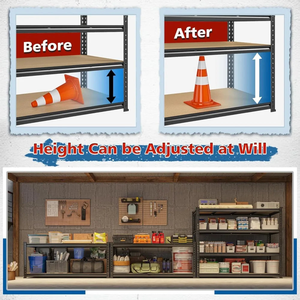 55" W Storage Shelves, 2040LBS Garage Shelving Heavy Duty, 4-Tier Storage Shelving, Adjustable Metal Shelving Unit