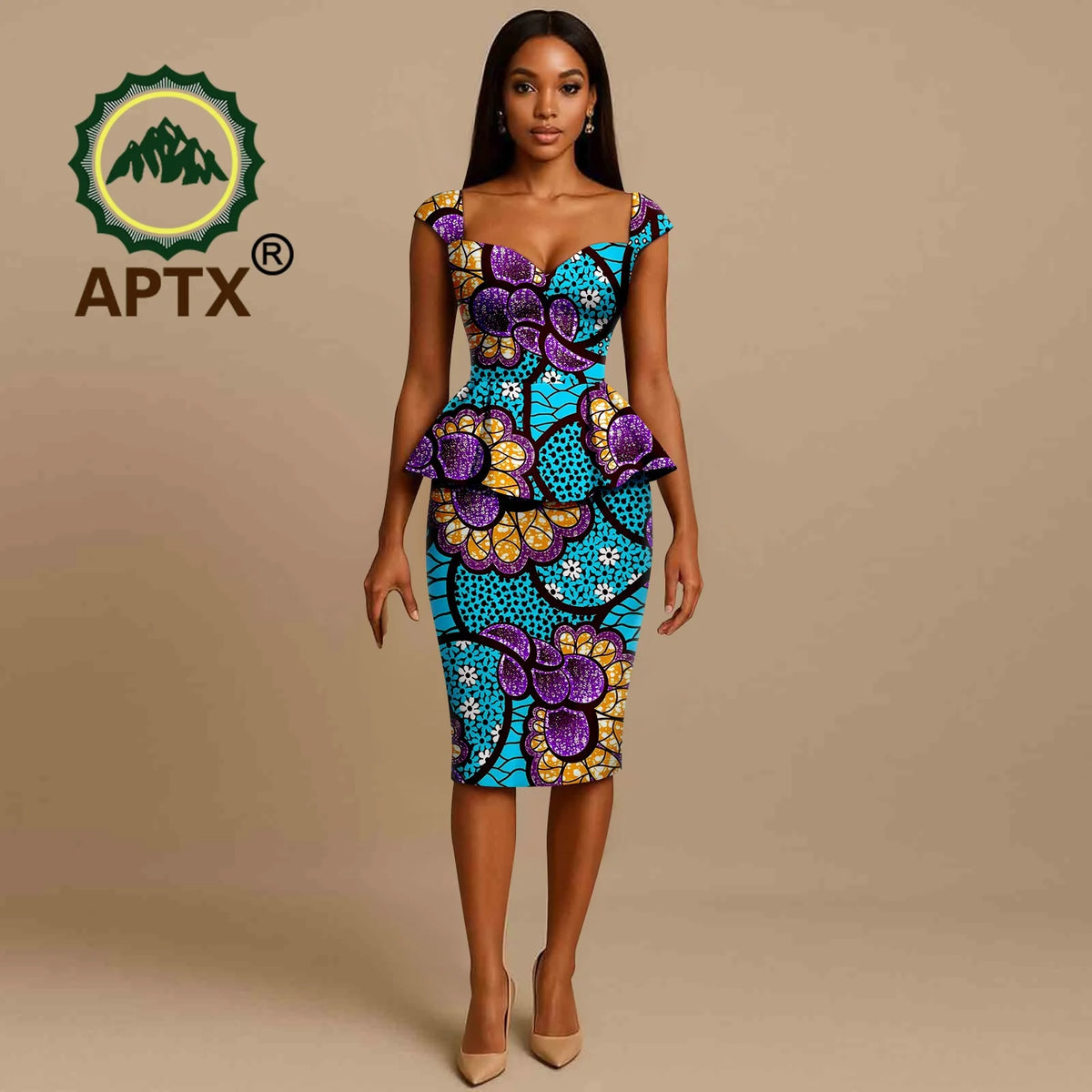 African Dress for Women Ankara Print Square Collar Short Sleeve Knee-Length Dress Dashiki Elegant fashion Casual Party Dress