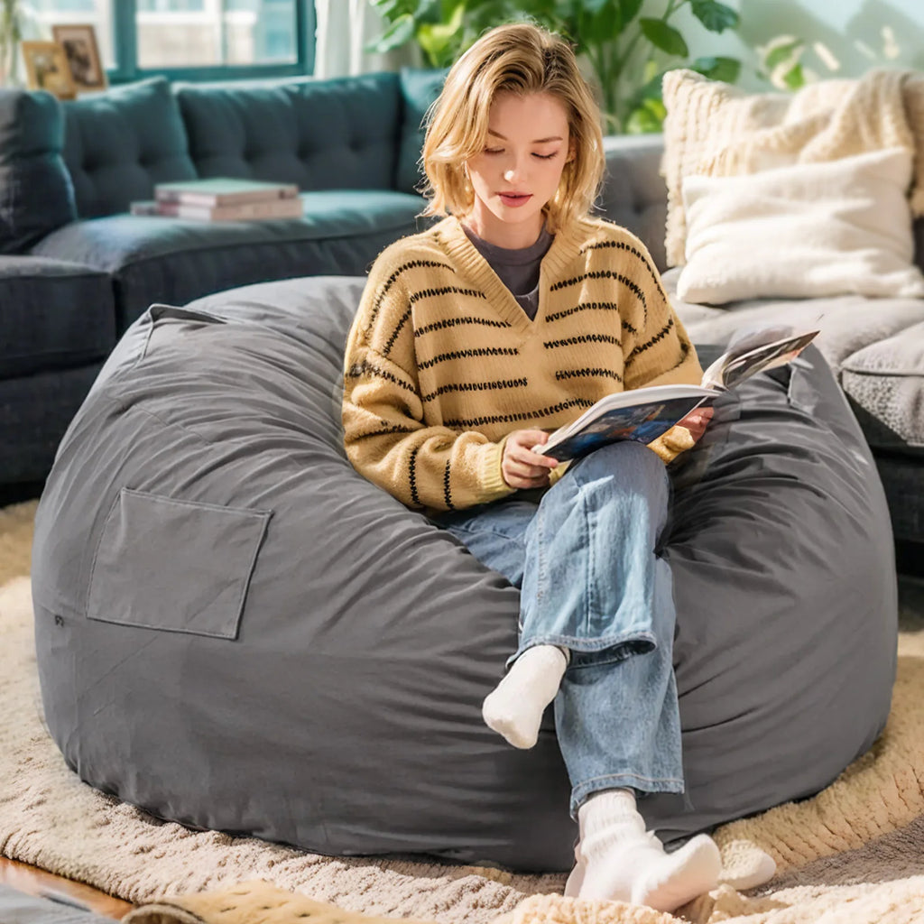 Bean Bag Chair Foam Filled Couch with Removable Cover Living Room Furniture