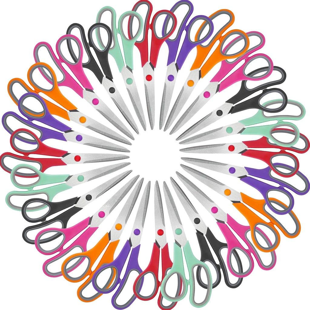 All Purpose 6 Pack - Comfort-Grip Sharp Scissors for Office School Sewing Fabric Craft Art Supplies