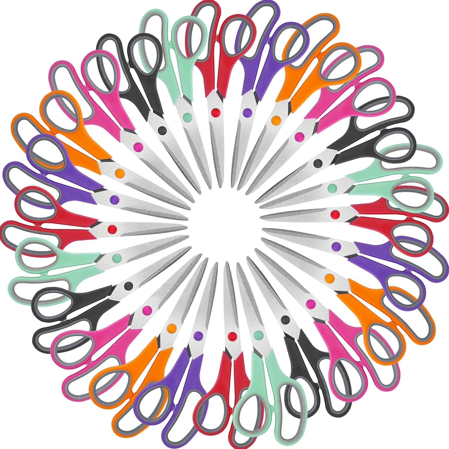 All Purpose 6 Pack - Comfort-Grip Sharp Scissors for Office School Sewing Fabric Craft Art Supplies