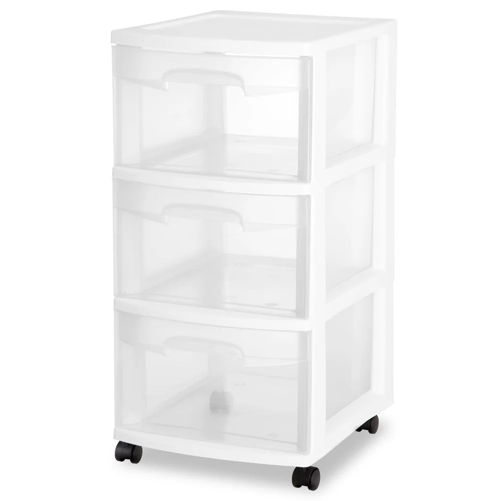 3 Drawer Plastic Storage Cart Organizer Multi-purpose Clear Bins for Bedroom,  Bathroom Craft Room