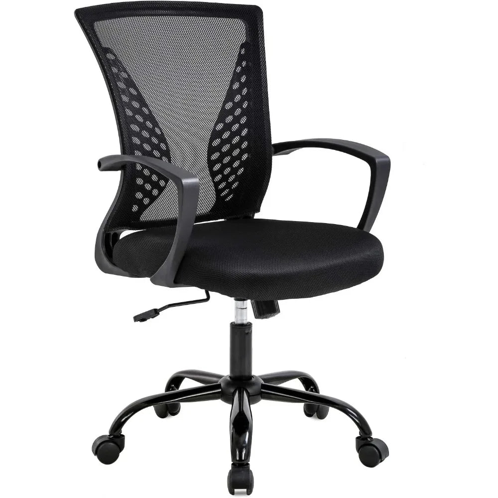 Office Chair with Lumbar Support, Adjustable Armrests, and Swivel Mid-Back for Comfortable Computing