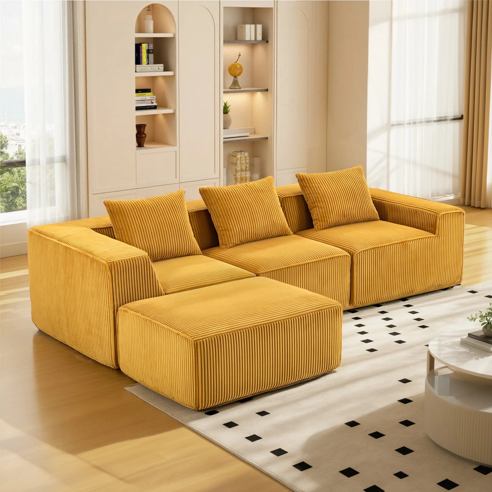 Couch with L-Shape  Modular sleeper Sofa with Deep Seat, for Room