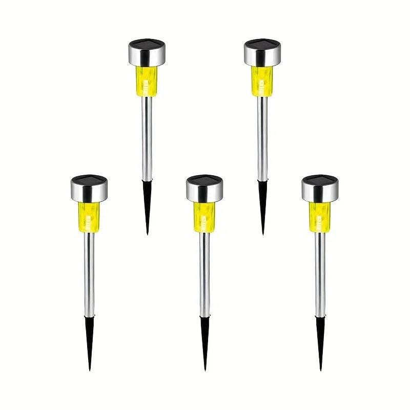 5pcs   Lawn Light Solar Ground Plug Light Stainless Steel Small Tube Light Outdoor Landscape Lighting