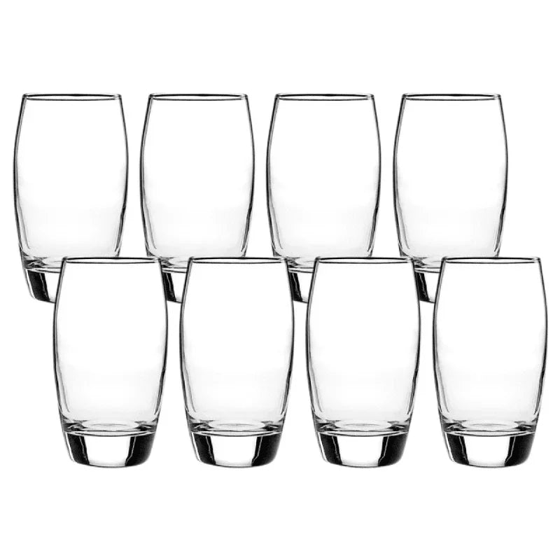 Drinking Glass Set of 8 Heavy Base Clear Glassware,  Dishwasher Safe