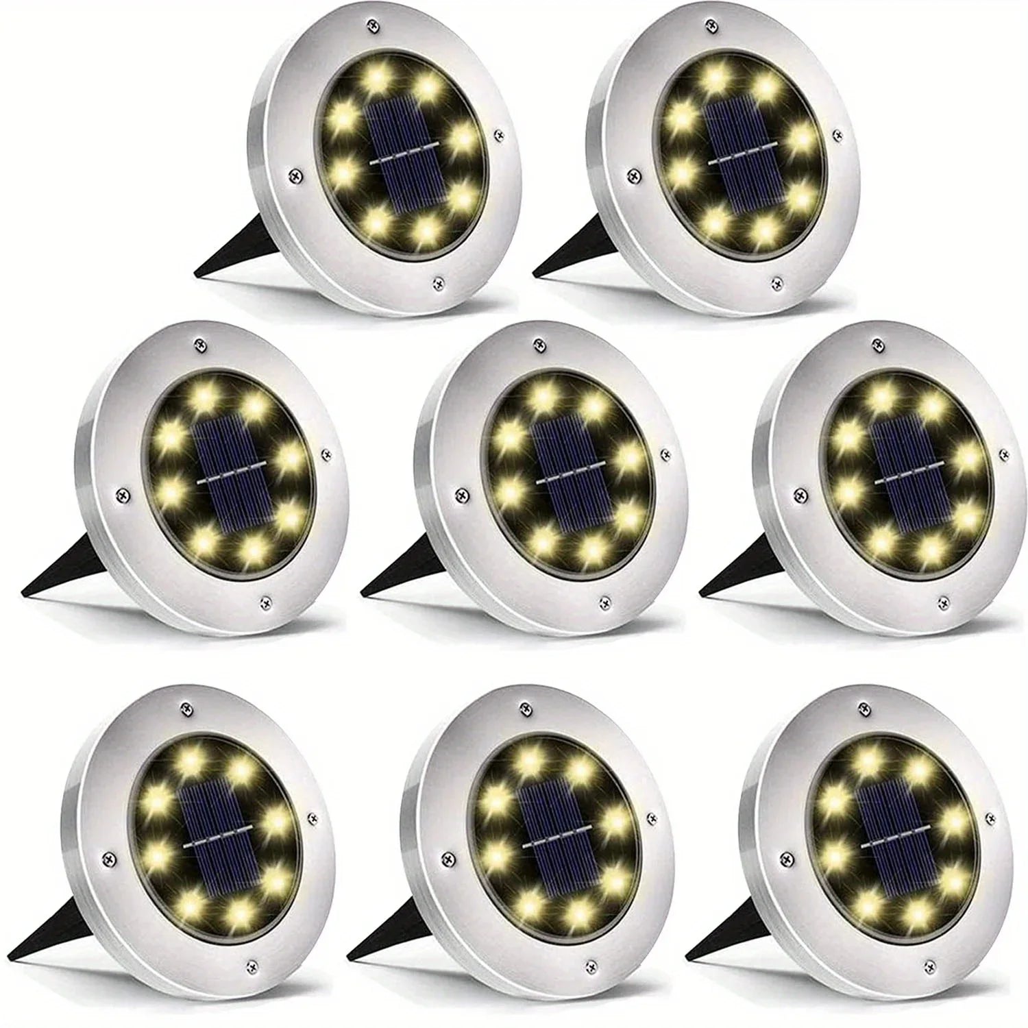8 piece solar outdoor lights, IP65 solar disk lights, , for  landscape light path, courtyard