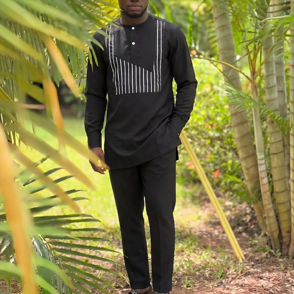 2Pc Luxury African Traditional Men's Clothing Elegant Full Suits Male Pant Sets To Dress Native Outfit