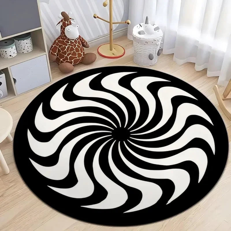 Optical Illusion Circular Carpet Soft Non-Slip Living Room Area Carpet Bedroom Office Floor Mat