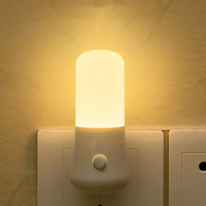 Night Light  White EU /US Push Button  Lamp Bedroom Bedside Lamp Baby Room Corridor Home