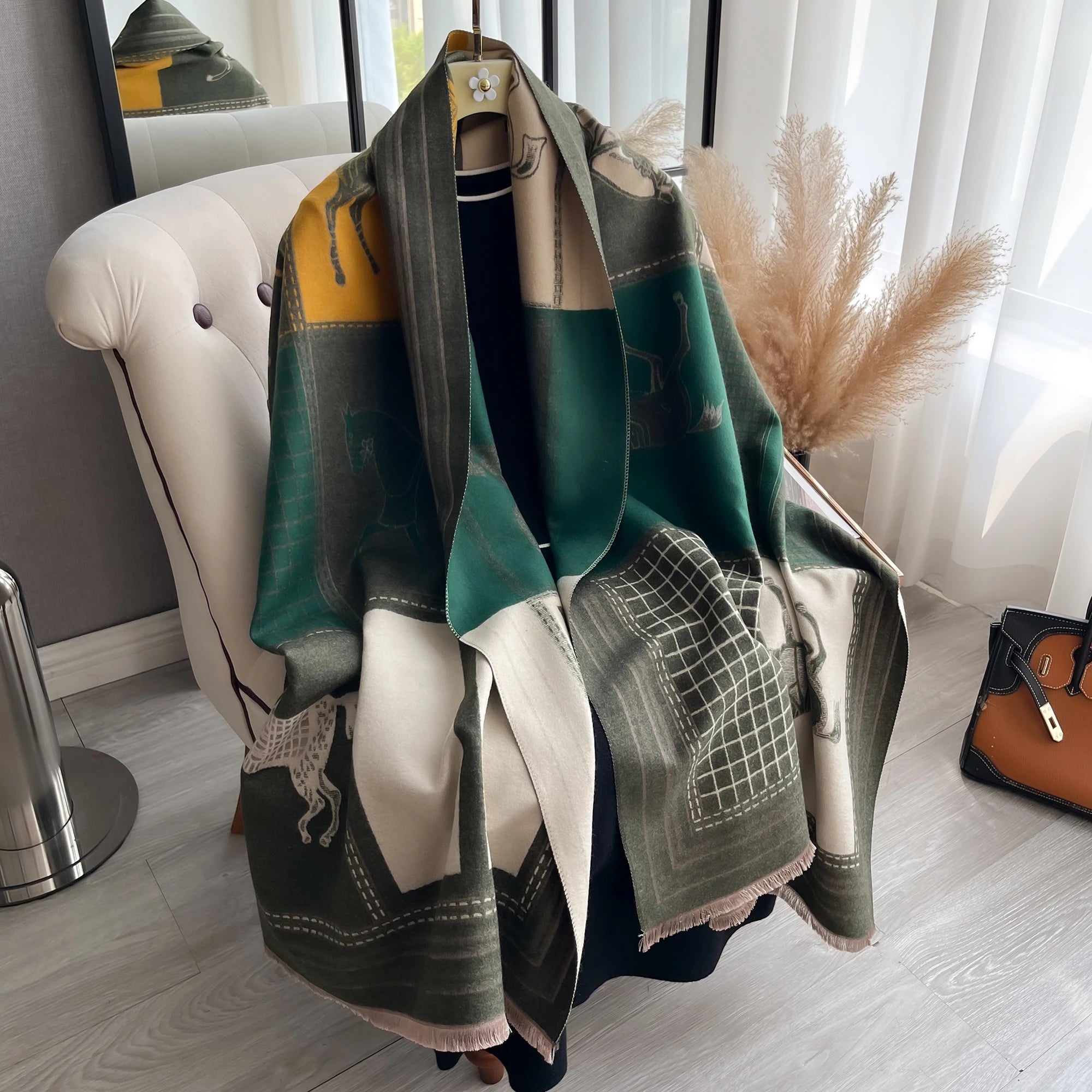 Luxury Winter Cashmere Scarf Poncho Scarves Female Shawl Wraps
