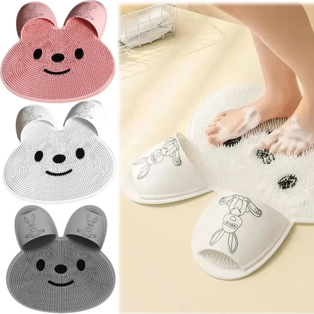 1pc，Rabbit Bathroom Shower Anti Slip Mat, Circular Massage Foot Mat,