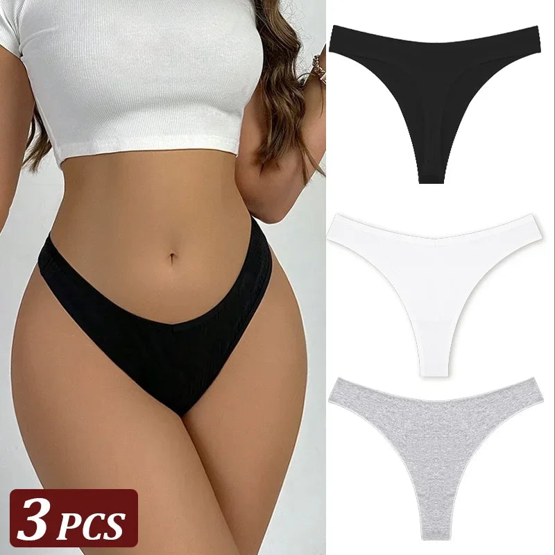 3Pcs/Set Seamless Thong Cotton Women High Flexibility Panty Sexy Underwear