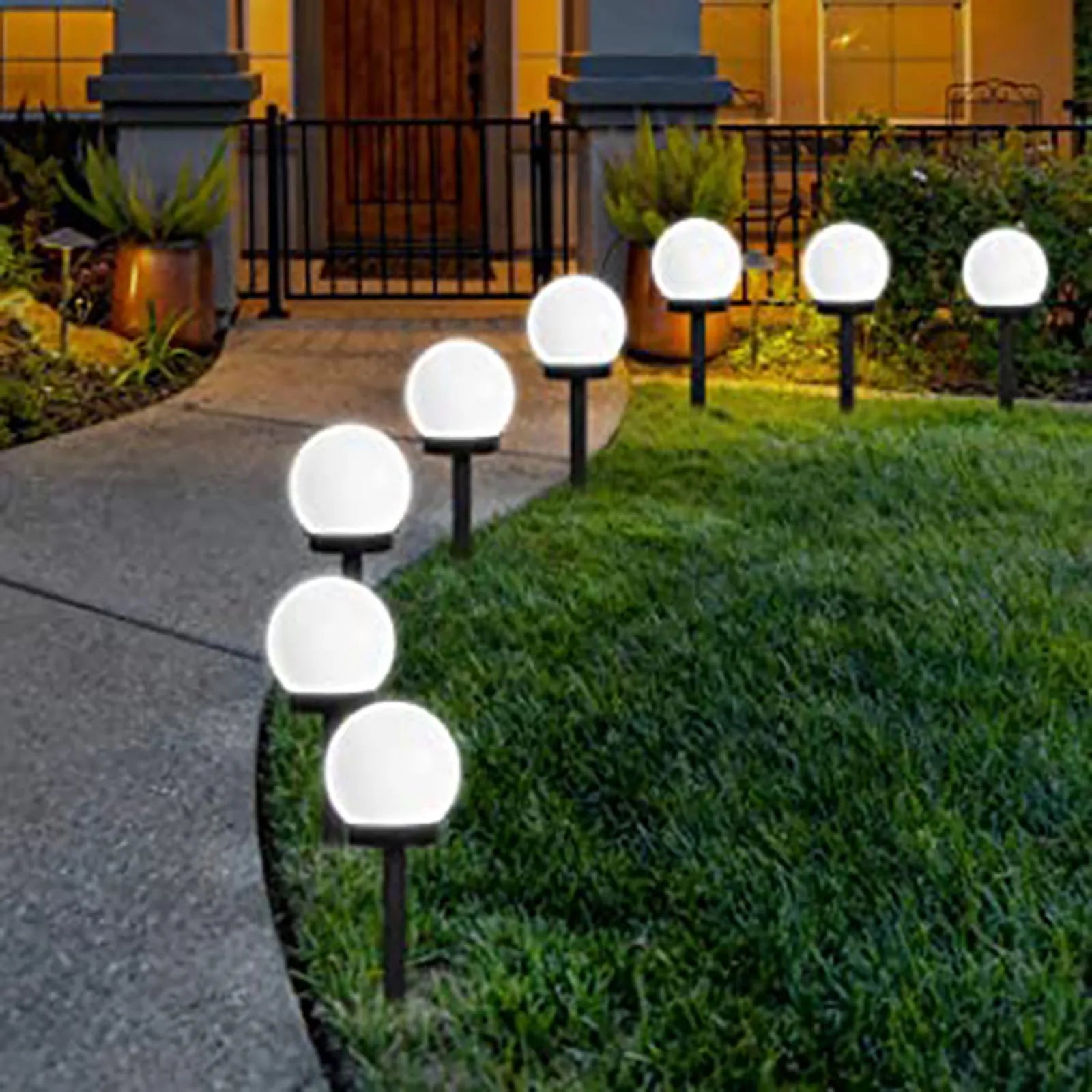 12Pcs Solar Powered Garden Light Waterproof Ground Plug In Spherical Bulb Lawn Lights