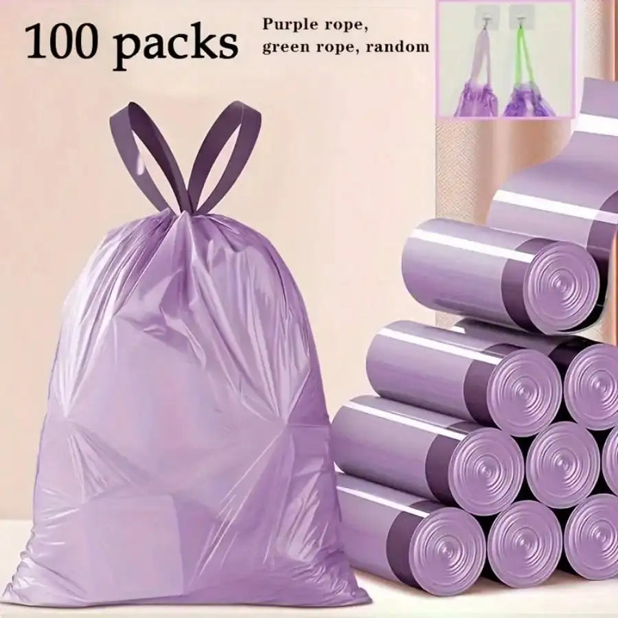 100pcs Household Portable Trash Drawstring Bags,