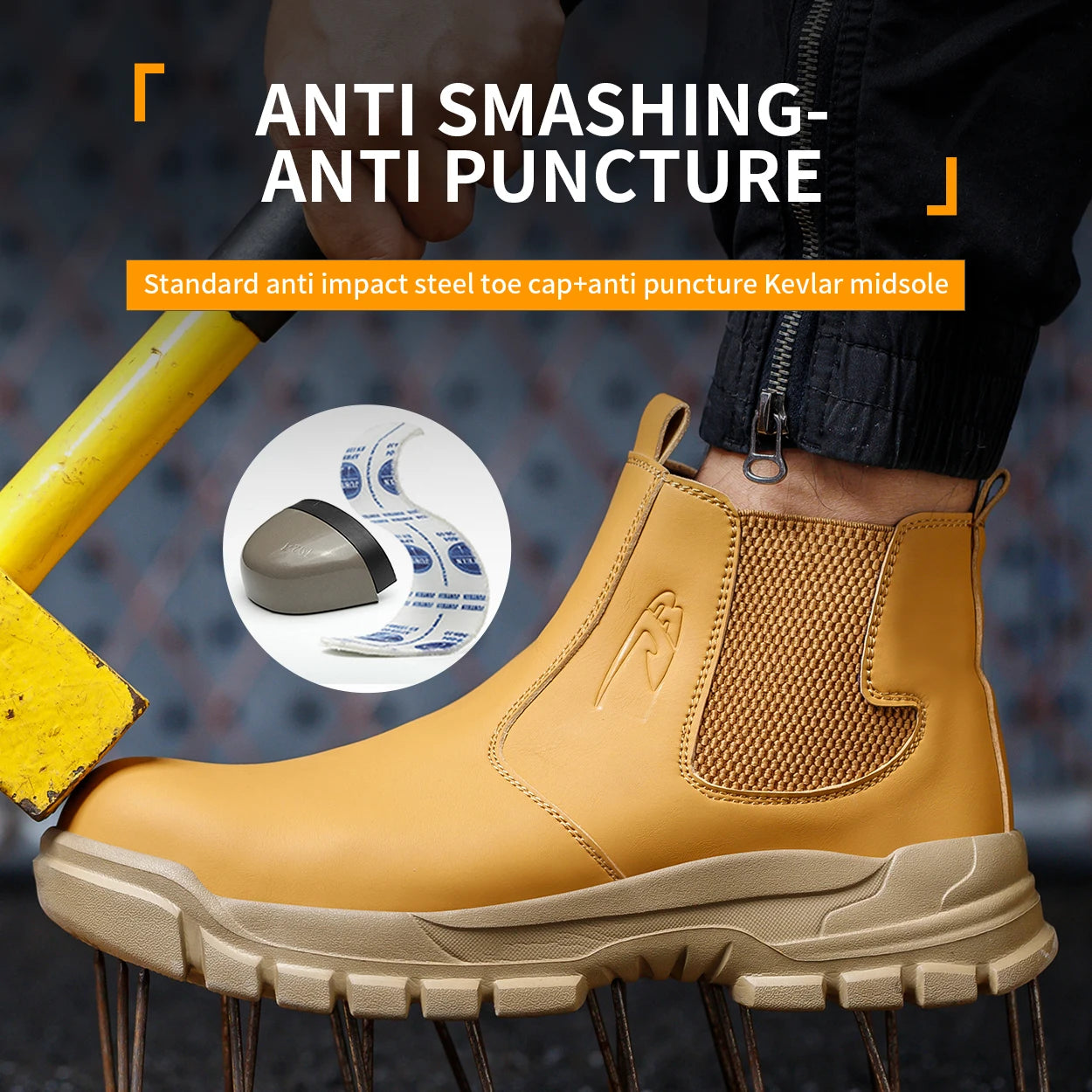 Men's Work Boots Steel Toe Shoes  Anti-Puncture Outdoor  Hiking  Boots