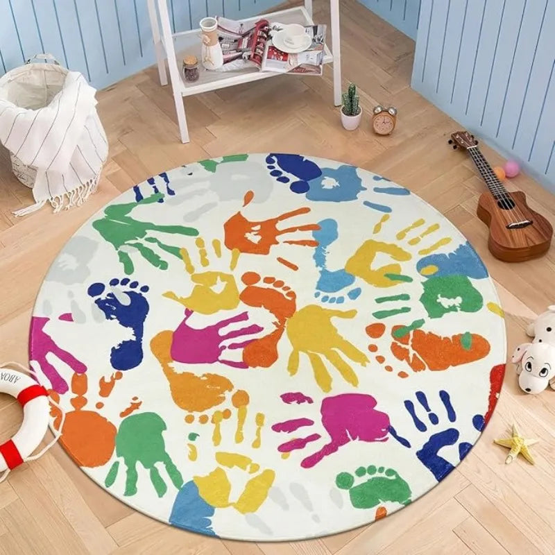 ABC Fruit PlayMat Round Alphabet Rug for Kid Playroom Preschool Classroom Floor Mat with ABC Numbers Animals Educational Design